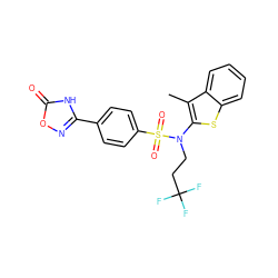 Cc1c(N(CCC(F)(F)F)S(=O)(=O)c2ccc(-c3noc(=O)[nH]3)cc2)sc2ccccc12 ZINC000115230408