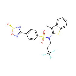 Cc1c(N(CCC(F)(F)F)S(=O)(=O)c2ccc(C3=NO[S@@+]([O-])N3)cc2)sc2ccccc12 ZINC000115229567