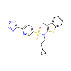 Cc1c(N(CCC2CC2)S(=O)(=O)c2ccc(-c3nn[nH]n3)nc2)sc2ccccc12 ZINC001772643914