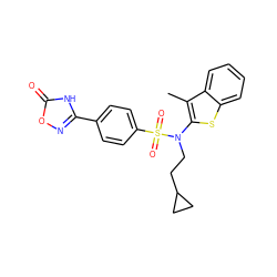 Cc1c(N(CCC2CC2)S(=O)(=O)c2ccc(-c3noc(=O)[nH]3)cc2)sc2ccccc12 ZINC000115230954