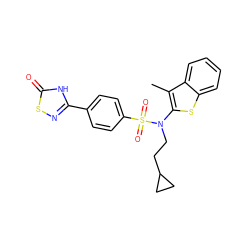 Cc1c(N(CCC2CC2)S(=O)(=O)c2ccc(-c3nsc(=O)[nH]3)cc2)sc2ccccc12 ZINC000115230848