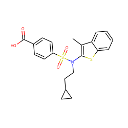 Cc1c(N(CCC2CC2)S(=O)(=O)c2ccc(C(=O)O)cc2)sc2ccccc12 ZINC000115232447