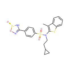 Cc1c(N(CCC2CC2)S(=O)(=O)c2ccc(C3=NO[S@@+]([O-])N3)cc2)sc2ccccc12 ZINC000115233906