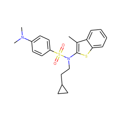 Cc1c(N(CCC2CC2)S(=O)(=O)c2ccc(N(C)C)cc2)sc2ccccc12 ZINC000115232023