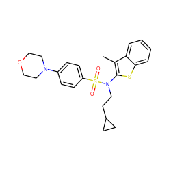 Cc1c(N(CCC2CC2)S(=O)(=O)c2ccc(N3CCOCC3)cc2)sc2ccccc12 ZINC000115235234