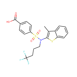 Cc1c(N(CCCC(F)(F)F)S(=O)(=O)c2ccc(C(=O)O)cc2)sc2ccccc12 ZINC000115232707