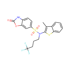 Cc1c(N(CCCC(F)(F)F)S(=O)(=O)c2ccc3[nH]c(=O)oc3c2)sc2ccccc12 ZINC000115236266