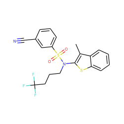 Cc1c(N(CCCC(F)(F)F)S(=O)(=O)c2cccc(C#N)c2)sc2ccccc12 ZINC000115231670