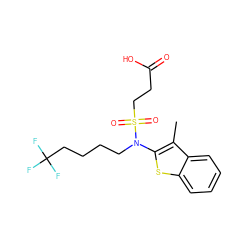 Cc1c(N(CCCCC(F)(F)F)S(=O)(=O)CCC(=O)O)sc2ccccc12 ZINC000115234702