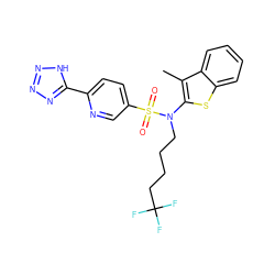 Cc1c(N(CCCCC(F)(F)F)S(=O)(=O)c2ccc(-c3nnn[nH]3)nc2)sc2ccccc12 ZINC000059069158