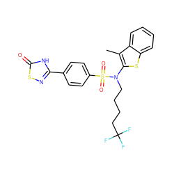 Cc1c(N(CCCCC(F)(F)F)S(=O)(=O)c2ccc(-c3nsc(=O)[nH]3)cc2)sc2ccccc12 ZINC000115231091