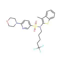 Cc1c(N(CCCCC(F)(F)F)S(=O)(=O)c2ccc(N3CCOCC3)nc2)sc2ccccc12 ZINC001772631040