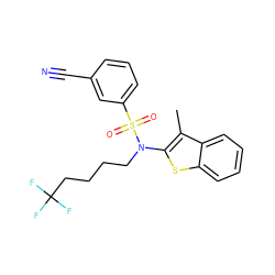 Cc1c(N(CCCCC(F)(F)F)S(=O)(=O)c2cccc(C#N)c2)sc2ccccc12 ZINC000115232807