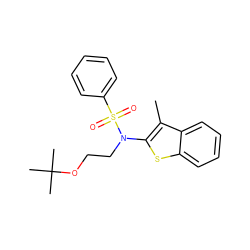 Cc1c(N(CCOC(C)(C)C)S(=O)(=O)c2ccccc2)sc2ccccc12 ZINC000115233874