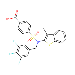 Cc1c(N(Cc2cc(F)c(F)c(F)c2)S(=O)(=O)c2ccc(C(=O)O)cc2)sc2ccccc12 ZINC000115234071