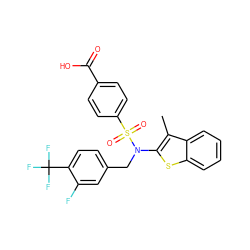 Cc1c(N(Cc2ccc(C(F)(F)F)c(F)c2)S(=O)(=O)c2ccc(C(=O)O)cc2)sc2ccccc12 ZINC000115232454