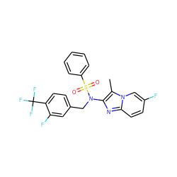 Cc1c(N(Cc2ccc(C(F)(F)F)c(F)c2)S(=O)(=O)c2ccccc2)nc2ccc(F)cn12 ZINC000167637621