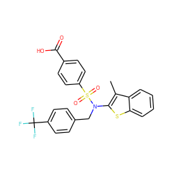 Cc1c(N(Cc2ccc(C(F)(F)F)cc2)S(=O)(=O)c2ccc(C(=O)O)cc2)sc2ccccc12 ZINC000115234062