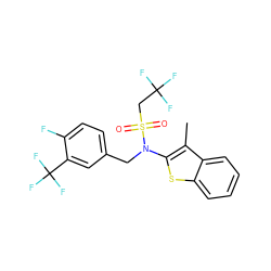 Cc1c(N(Cc2ccc(F)c(C(F)(F)F)c2)S(=O)(=O)CC(F)(F)F)sc2ccccc12 ZINC000115235763