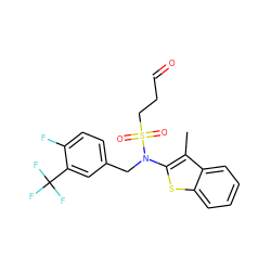 Cc1c(N(Cc2ccc(F)c(C(F)(F)F)c2)S(=O)(=O)CCC=O)sc2ccccc12 ZINC000115231845