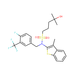 Cc1c(N(Cc2ccc(F)c(C(F)(F)F)c2)S(=O)(=O)CCCC(C)(C)O)sc2ccccc12 ZINC000115235220