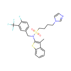 Cc1c(N(Cc2ccc(F)c(C(F)(F)F)c2)S(=O)(=O)CCCCn2ccnc2)sc2ccccc12 ZINC000115234419