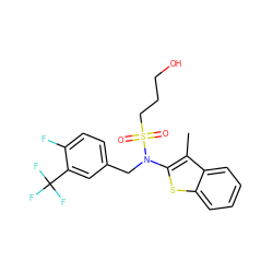 Cc1c(N(Cc2ccc(F)c(C(F)(F)F)c2)S(=O)(=O)CCCO)sc2ccccc12 ZINC000115233477