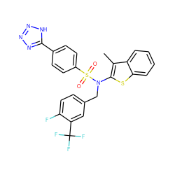 Cc1c(N(Cc2ccc(F)c(C(F)(F)F)c2)S(=O)(=O)c2ccc(-c3nnn[nH]3)cc2)sc2ccccc12 ZINC000115233788