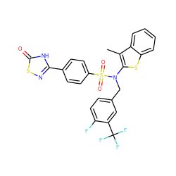 Cc1c(N(Cc2ccc(F)c(C(F)(F)F)c2)S(=O)(=O)c2ccc(-c3nsc(=O)[nH]3)cc2)sc2ccccc12 ZINC000059069018