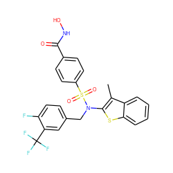 Cc1c(N(Cc2ccc(F)c(C(F)(F)F)c2)S(=O)(=O)c2ccc(C(=O)NO)cc2)sc2ccccc12 ZINC000115232801