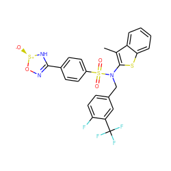 Cc1c(N(Cc2ccc(F)c(C(F)(F)F)c2)S(=O)(=O)c2ccc(C3=NO[S@@+]([O-])N3)cc2)sc2ccccc12 ZINC000115233708