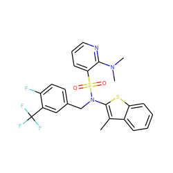 Cc1c(N(Cc2ccc(F)c(C(F)(F)F)c2)S(=O)(=O)c2cccnc2N(C)C)sc2ccccc12 ZINC000115231139