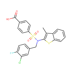 Cc1c(N(Cc2ccc(F)c(Cl)c2)S(=O)(=O)c2ccc(C(=O)O)cc2)sc2ccccc12 ZINC000115228429