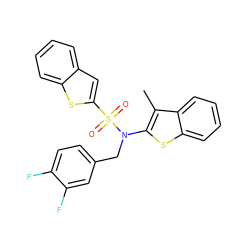 Cc1c(N(Cc2ccc(F)c(F)c2)S(=O)(=O)c2cc3ccccc3s2)sc2ccccc12 ZINC000115229605