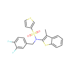 Cc1c(N(Cc2ccc(F)c(F)c2)S(=O)(=O)c2ccsc2)sc2ccccc12 ZINC000115231031