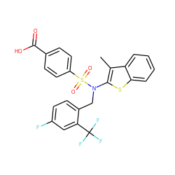 Cc1c(N(Cc2ccc(F)cc2C(F)(F)F)S(=O)(=O)c2ccc(C(=O)O)cc2)sc2ccccc12 ZINC000115232111