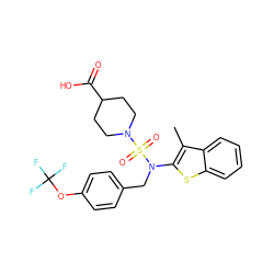 Cc1c(N(Cc2ccc(OC(F)(F)F)cc2)S(=O)(=O)N2CCC(C(=O)O)CC2)sc2ccccc12 ZINC000139807090