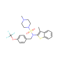 Cc1c(N(Cc2ccc(OC(F)(F)F)cc2)S(=O)(=O)N2CCN(C)CC2)sc2ccccc12 ZINC000139302713