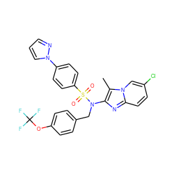 Cc1c(N(Cc2ccc(OC(F)(F)F)cc2)S(=O)(=O)c2ccc(-n3cccn3)cc2)nc2ccc(Cl)cn12 ZINC000167653418