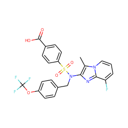 Cc1c(N(Cc2ccc(OC(F)(F)F)cc2)S(=O)(=O)c2ccc(C(=O)O)cc2)nc2c(F)cccn12 ZINC001772649918