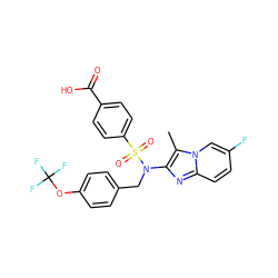 Cc1c(N(Cc2ccc(OC(F)(F)F)cc2)S(=O)(=O)c2ccc(C(=O)O)cc2)nc2ccc(F)cn12 ZINC000147659366