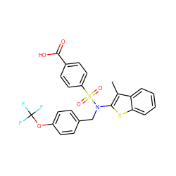 Cc1c(N(Cc2ccc(OC(F)(F)F)cc2)S(=O)(=O)c2ccc(C(=O)O)cc2)sc2ccccc12 ZINC000059069012