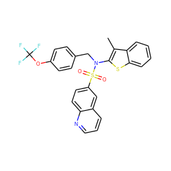 Cc1c(N(Cc2ccc(OC(F)(F)F)cc2)S(=O)(=O)c2ccc3ncccc3c2)sc2ccccc12 ZINC000115231672