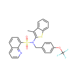 Cc1c(N(Cc2ccc(OC(F)(F)F)cc2)S(=O)(=O)c2cccc3cccnc23)sc2ccccc12 ZINC000115231428