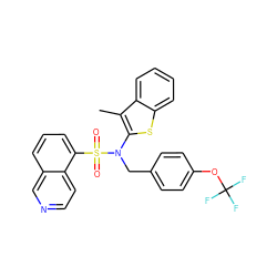 Cc1c(N(Cc2ccc(OC(F)(F)F)cc2)S(=O)(=O)c2cccc3cnccc23)sc2ccccc12 ZINC000115230372