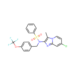 Cc1c(N(Cc2ccc(OC(F)(F)F)cc2)S(=O)(=O)c2ccccc2)nc2cc(Cl)ccn12 ZINC000167636855