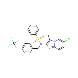 Cc1c(N(Cc2ccc(OC(F)(F)F)cc2)S(=O)(=O)c2ccccc2)nc2ccc(Cl)cn12 ZINC000167639865