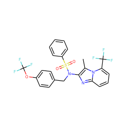 Cc1c(N(Cc2ccc(OC(F)(F)F)cc2)S(=O)(=O)c2ccccc2)nc2cccc(C(F)(F)F)n12 ZINC000223138819