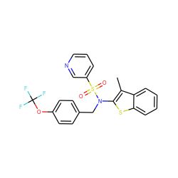 Cc1c(N(Cc2ccc(OC(F)(F)F)cc2)S(=O)(=O)c2cccnc2)sc2ccccc12 ZINC000115234384