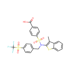 Cc1c(N(Cc2ccc(S(=O)(=O)C(F)(F)F)cc2)S(=O)(=O)c2ccc(C(=O)O)cc2)sc2ccccc12 ZINC000115233837